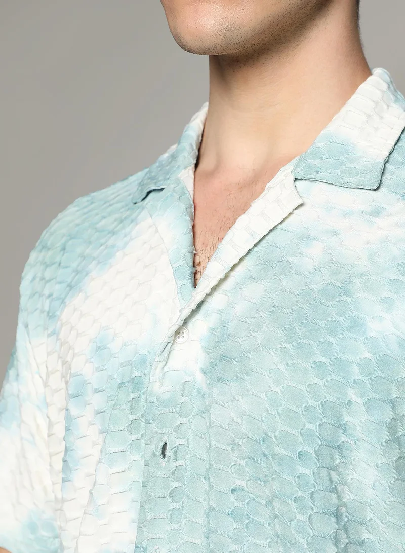 Campus Sutra Men's Multicolour Tie-Dye Honeycomb Shirt