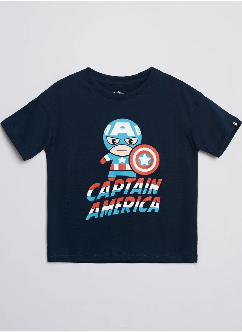 The Souled Store The Souled Store Official Captain America Printed Oversized T-Shirts for Kids and Boys