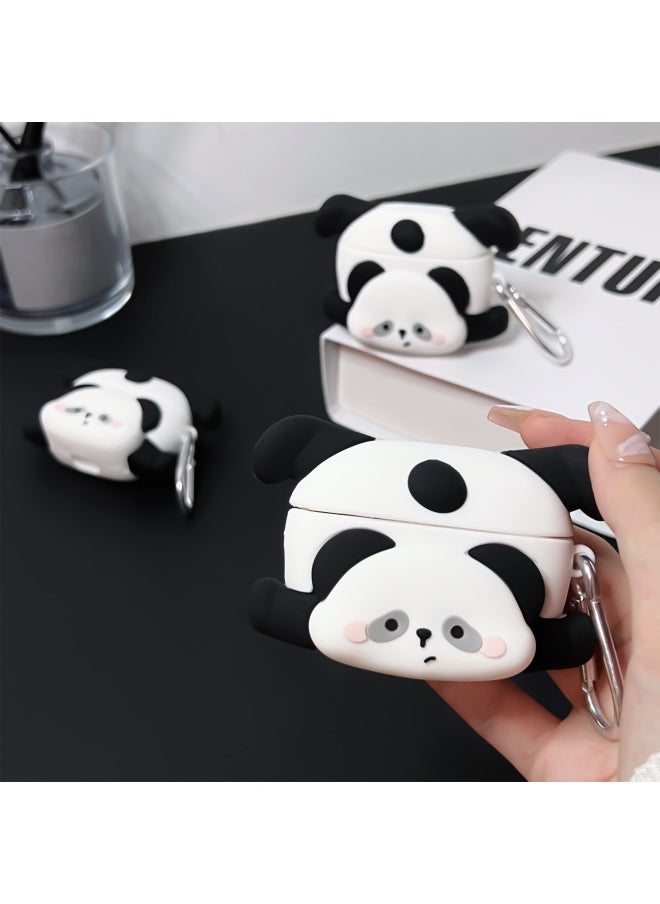 Cute Inverted Giant Panda Airpods Pro For Apple Bluetooth Earphone Case 2/3/4 Generation Cartoon Protective Case-Color:Cute Upside Down Giant Panda + Hook-Applicable Models:Universal For AirPods Pro/Pro2