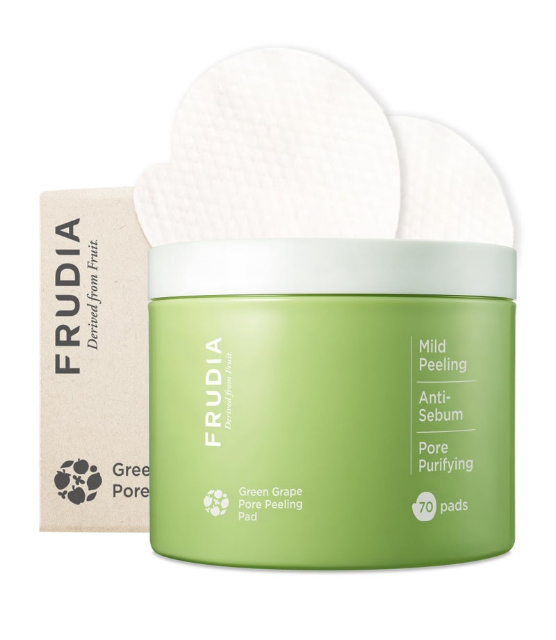 FRUDIA Pore Peeling Pad â€“ 70 Pads, 5.7â€¯flâ€¯oz | Vegan Exfoliating Toner Pads with 89% Green Grape Extract, Tannin Complex & Antiâ€‘Sebum P | Gentle, pHâ€‘Balanced Deep Pore Care for Sensitive Oily Skin - Image 1