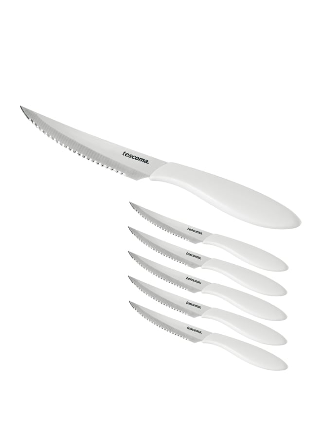 Tescoma Steak Knife 12 Cm 6 Piece White Presto - Image 1