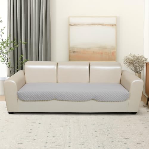 KINGLY Velvet Quilted L-Shape 5 Seater (3+2) Universal Sofa Protector – Premium Non-Slip Fit, Machine Washable Couch Mat for L-Shaped Sofa Set in Living Room (Silver Gray, 2pc Set – 23x27 & 69x27) - Image 2