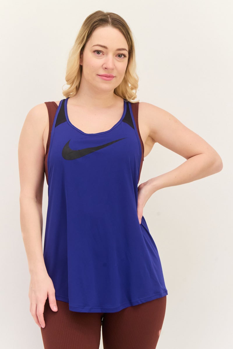 Nike تي شيرت تدريب بلا أكمام للنساء، أزرق/أسود - Image 1