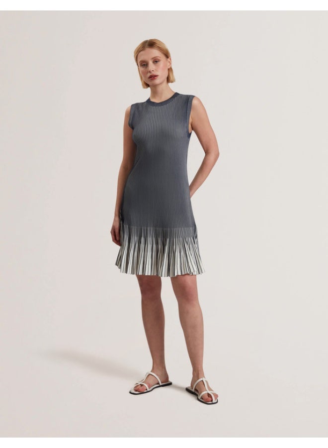 Ted Baker Textured Stripe Flippy Skirt Mini Dress - Image 1