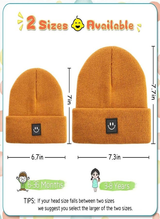Hispeka Baby Beanie Hat 3 Packs with Cute Smiley Face, Toddler Girls Boys Baby Hats Winter, Kids Winter Hat Cold Weather Camel & Black & Light Grey - Image 2