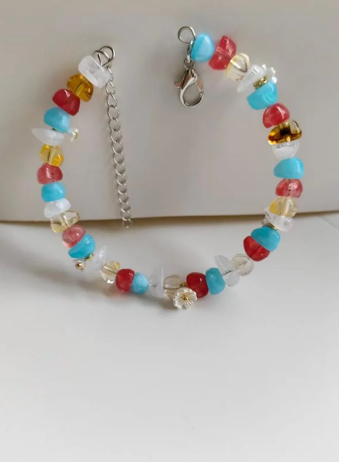 Take Two Gemstone and Floral Beaded Bracelet