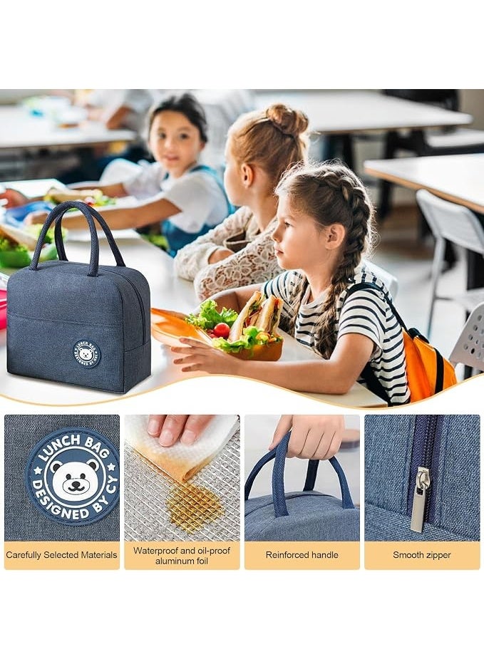 MunKan Insulated Lunch Bag Large Capacity Polyester Handbag - Leakproof Cooler Bag - Reusable Lunch Box for Student,Girl, Boy, Men, Women, Outdoor, Office, Picnic ( Blue ) - Image 2