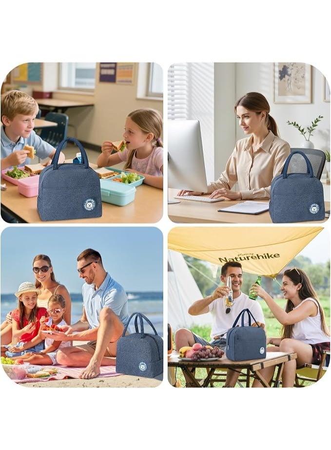 MunKan Insulated Lunch Bag Large Capacity Polyester Handbag - Leakproof Cooler Bag - Reusable Lunch Box for Student,Girl, Boy, Men, Women, Outdoor, Office, Picnic ( Blue ) - Image 3