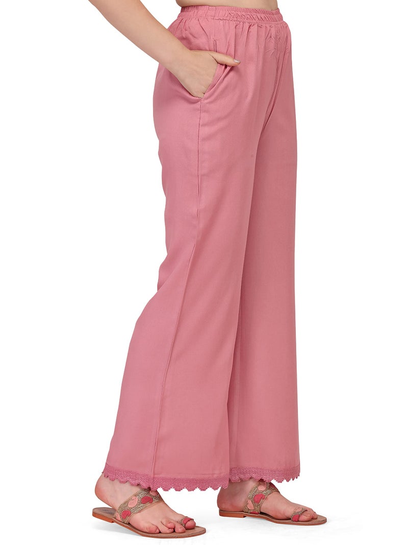 SHOPPING QUEEN Women's Georgette Chikankari Embroidered Kurta Palazzo Set (A308_Dusty Pink_2XL) - Image 5