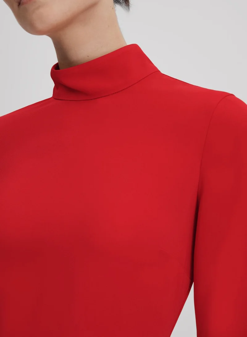 REISS Red Mockneck Dress