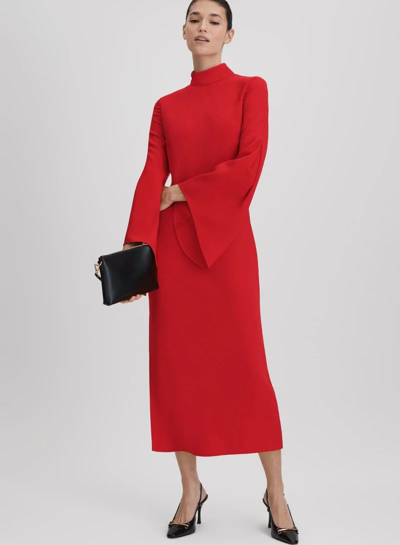REISS Red Mockneck Dress