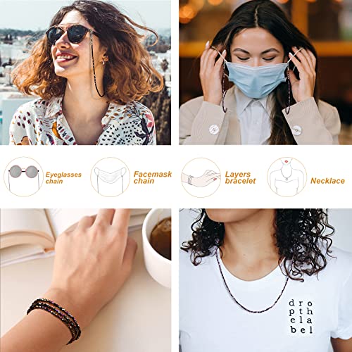 humlbird Mask Chain Glasses Chain Sparkling Mask Lanyard Face Mask Holder Around Neck Eyeglass Chain for Women Stylish，Purple - Image 2