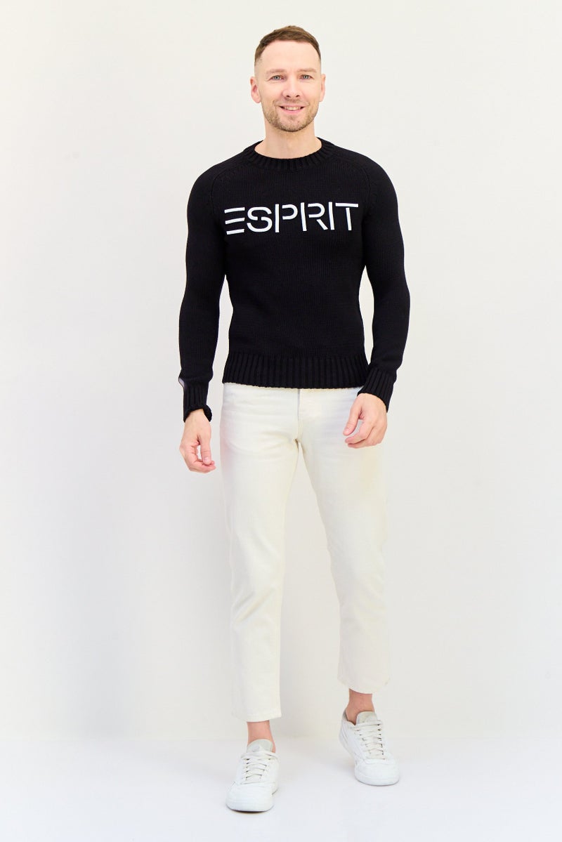 ESPRIT Men Ribbed Neck Knitted Sweater, Black - Image 2