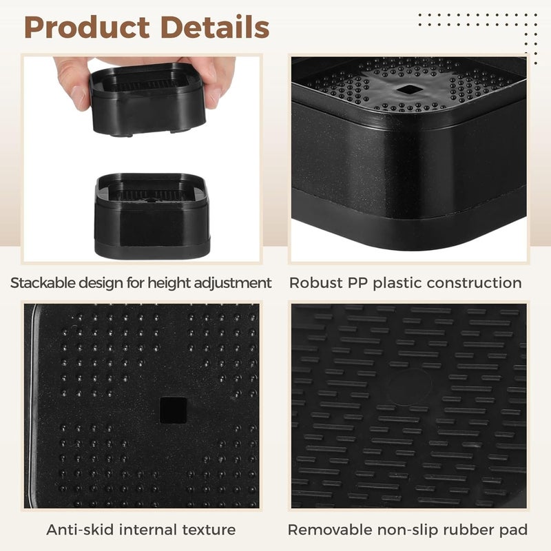 4 Adjustable Furniture Lifters, Stackable 1.38 Bed and Couch Leg Risers, Heavy Duty Blocks for Tables, Sofas, Washing Machines - Image 2