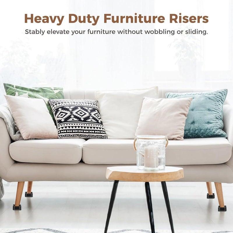 4 Adjustable Furniture Lifters, Stackable 1.38 Bed and Couch Leg Risers, Heavy Duty Blocks for Tables, Sofas, Washing Machines - Image 5
