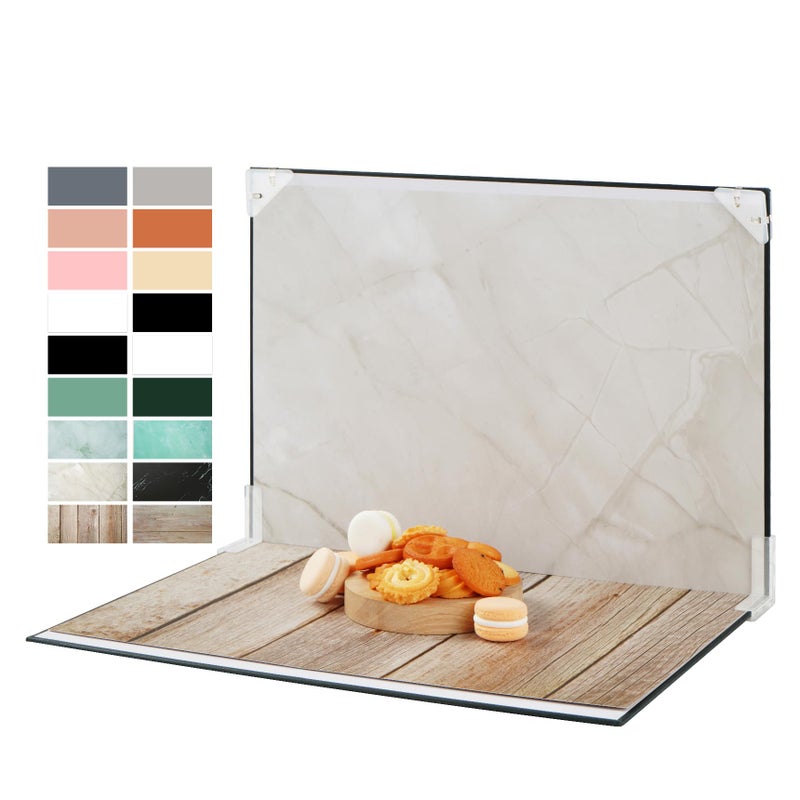 Meking 9Pcs 16Patterns Product Photography Backdrops,Photo Backdrop Board Double Sided Tabletop Photo Background for Food/Makeup/Jewelry etc(16.5X11inch) - Image 1