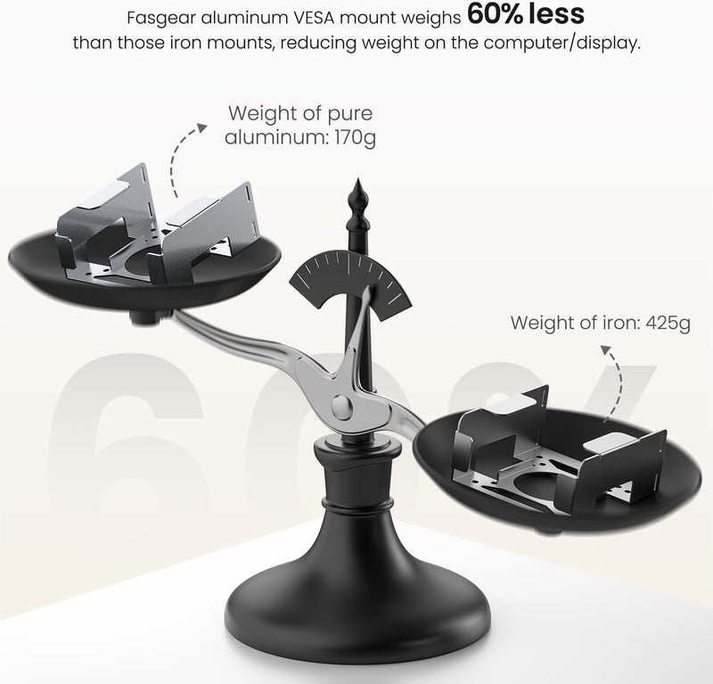 Fasgear VESA Mount for Mac-mini M4 2024, Pure Aluminum Metal Monitors Mounting Bracket for Under Desk with Anti-theft Function, Wall Mounted VESA Compatible with Mac-mini M4 Pro 2024(Silver) - Image 3