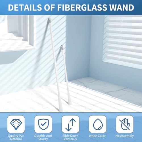 Quadafy 2 Pack Blind Wand, Vertical Blinds Replacement Parts with Hook and Grip, White Fiberglass Blind Tilt Wand, for Windows Curtain Door Shades Opener Accessory (17 inch) - Image 3