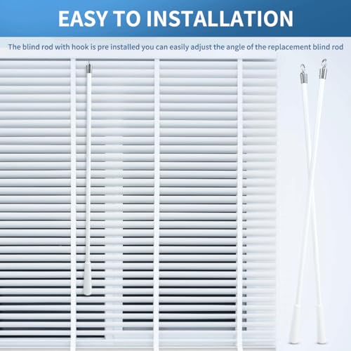 Quadafy 2 Pack Blind Wand, Vertical Blinds Replacement Parts with Hook and Grip, White Fiberglass Blind Tilt Wand, for Windows Curtain Door Shades Opener Accessory (17 inch) - Image 5
