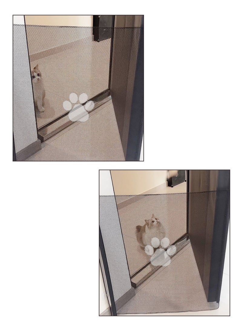 بيروي باب سلامة الأطفال الشبكي القابل للسحب لسلامة الأطفال الرضع، سياج الحيوانات الأليفة، باب الحيوانات الأليفة الحاجز لسياج الأطفال، باب الحيوانات الأليفة الحاجز للأطفال، قابل للتوسيع حتى عرض 110 سم، باب الكلب | باب درج باب الأطفال الرضع، باب باب سلامة الأطفال الرضع، باب الكلب السحري، باب درج الحيوانات الأليفة الآمن القابل للطي المحمول شبكة عزل واقية مع خطافات وأعمدة مقواة، باب مدخل المطبخ المرن للحيوانات الأليفة - Image 4
