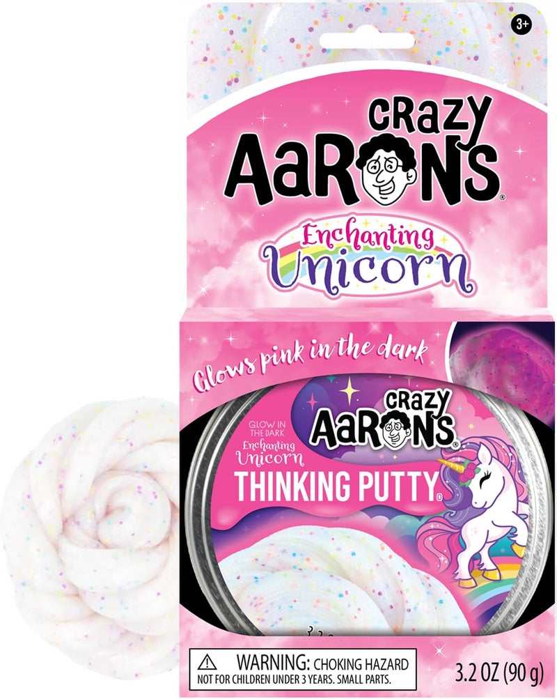 Crazy Aarons Thinking Putty Enchanting Unicorn Glow in The Dark Putty Glows Pink with Rainbow Glitter NonToxic Never Dries Out Made in USA - Image 2