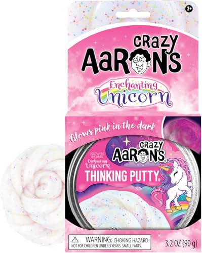 Crazy Aarons Thinking Putty Enchanting Unicorn Glow in The Dark Putty Glows Pink with Rainbow Glitter NonToxic Never Dries Out Made in USA - Image 1
