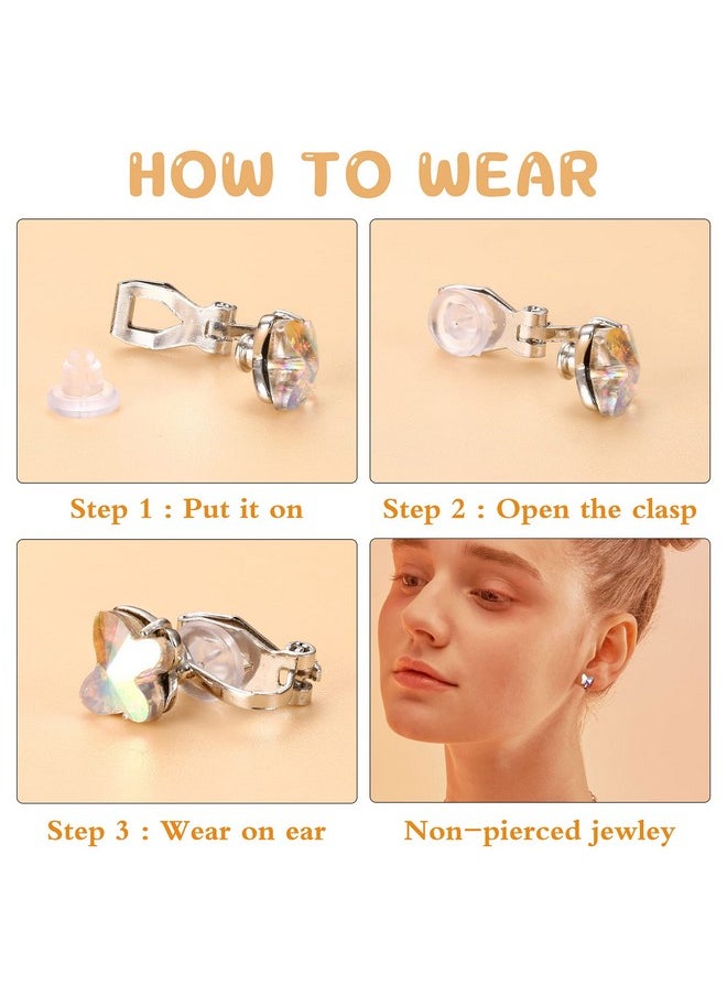 Thunaraz 10 Pairs Cute Clip On Earrings For Women Hypoallergenic Butterfly Flower Pearl Cz Clip-On Women Multicolored Non-Pierced Earrings Set  - Image 3