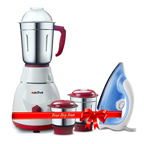Activa Pluto 3 Jar 600 Watt Mixer Grinder With Coral 750 Watt Dry Iron come with 2 year warranty - Image 1