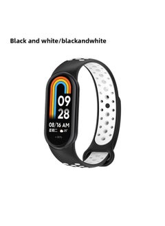 Suitable For Mi Bracelet 8 Strap Smart Watch Replacement Wrist Strap Silicone Sports Breathable Mi Bracelet 8 Nike-Color:Black And White