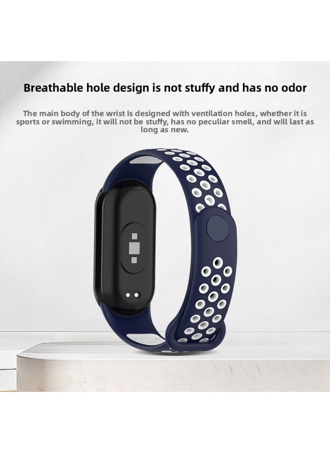 Generic - Suitable For Mi Bracelet 8 Strap Smart Watch Replacement Wrist Strap Silicone Sports Breathable Mi Bracelet 8 Nike-Color:Black And White - Image 1