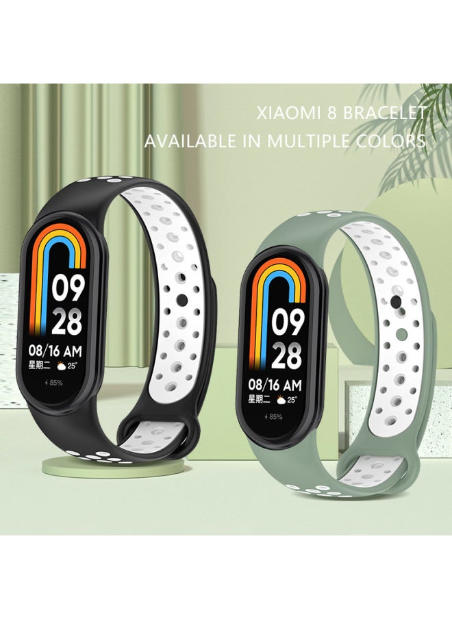 Generic - Suitable For Mi Bracelet 8 Strap Smart Watch Replacement Wrist Strap Silicone Sports Breathable Mi Bracelet 8 Nike-Color:Black And White - Image 1