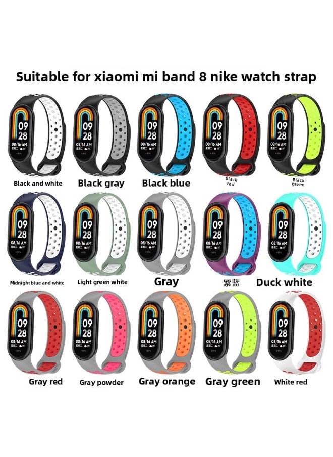 Generic - Suitable For Mi Bracelet 8 Strap Smart Watch Replacement Wrist Strap Silicone Sports Breathable Mi Bracelet 8 Nike-Color:Black And White - Image 1