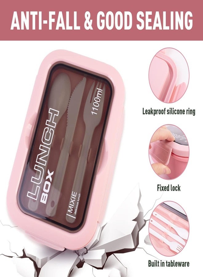 Prescent Bento Box with Spoon and Fork, 1100ml Leakproof Lunch Box, 3 Compartments, Microwave Safe, Dishwasher Safe, BPA Free (Random Color) - Image 4