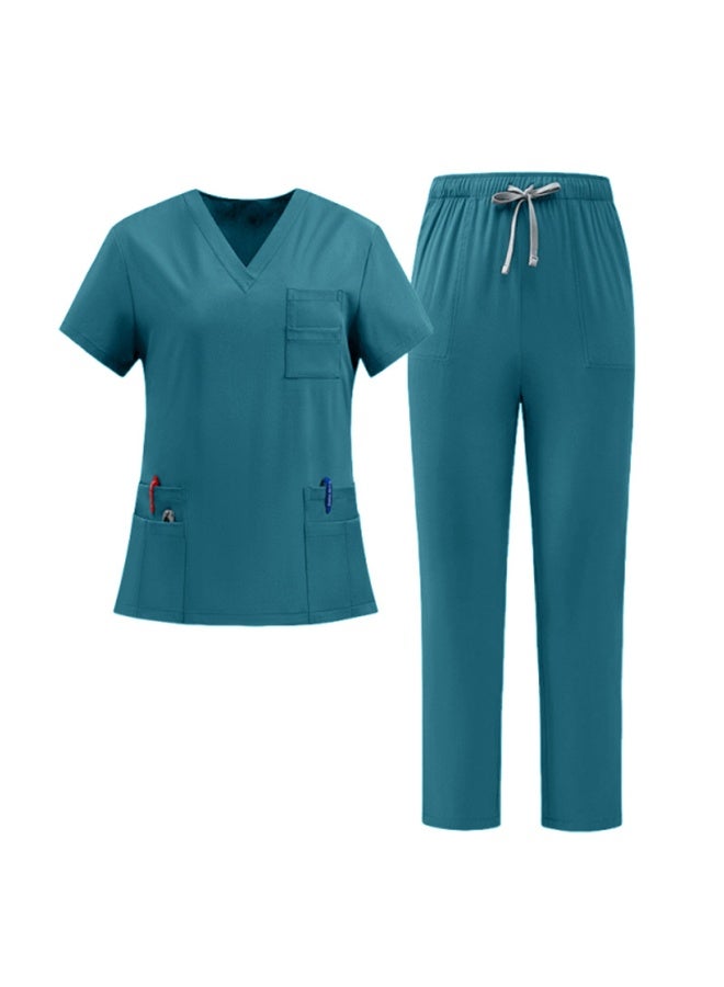 NIBEMINENT Classic  Nurse Scrubs Set Nurse Accessories Medical Uniform Surgical Dental Clinical Top Pants Lab Workwear Clothes - Image 1