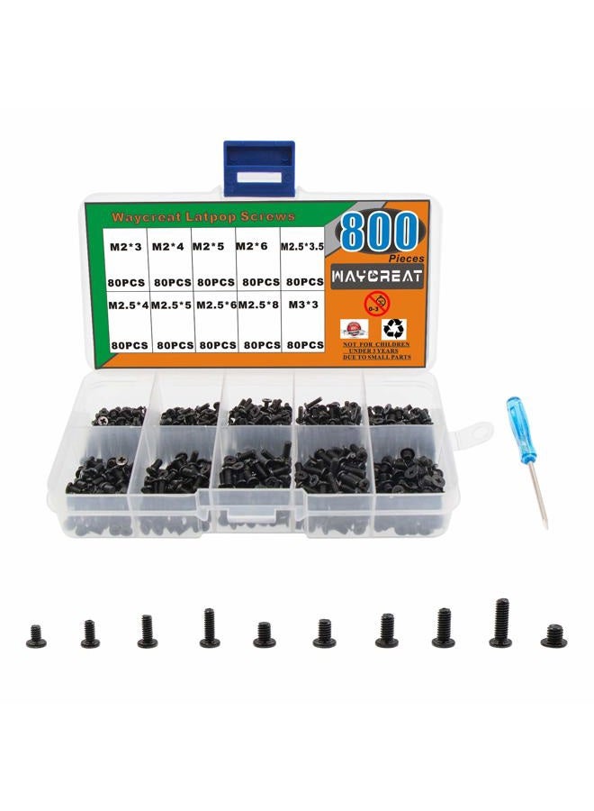 Waycreat 800pcs M2 M2.5 M3 Laptop Notebook Computer Screws Set Kit for IBM HP Dell Samsung Sony Toshiba Gateway Acer Lenovo(10 Sizes) - Image 1