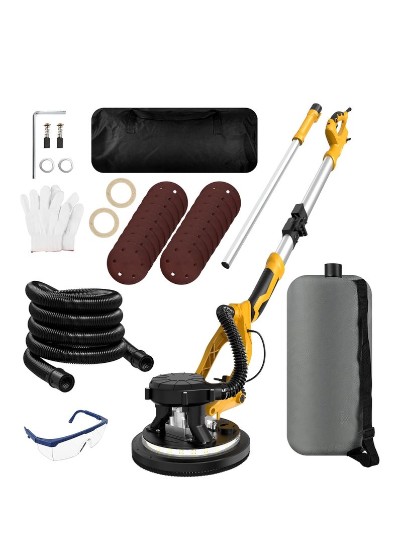 ZLH HITY Drywall Sander, 2200W 11.5-Amp Electric Drywall Sander with Vacuum, Popcorn Ceiling Removal Tool with Variable Speed 900-2200RPM, Foldable & Extendable Handle, LED Light, 56pcs Sanding Discs - Image 1