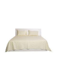 Hotel Linen Klub King Bed Sheet 3Pcs Set 100 Percent Cotton 250Tc Sateen 1Cm Stripe Size: 260X280Cm + 2Pc Pillowcase 50X75Cm Cream  - Image 2