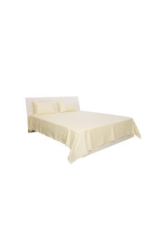 Hotel Linen Klub King Bed Sheet 3Pcs Set 100 Percent Cotton 250Tc Sateen 1Cm Stripe Size: 260X280Cm + 2Pc Pillowcase 50X75Cm Cream  - Image 5