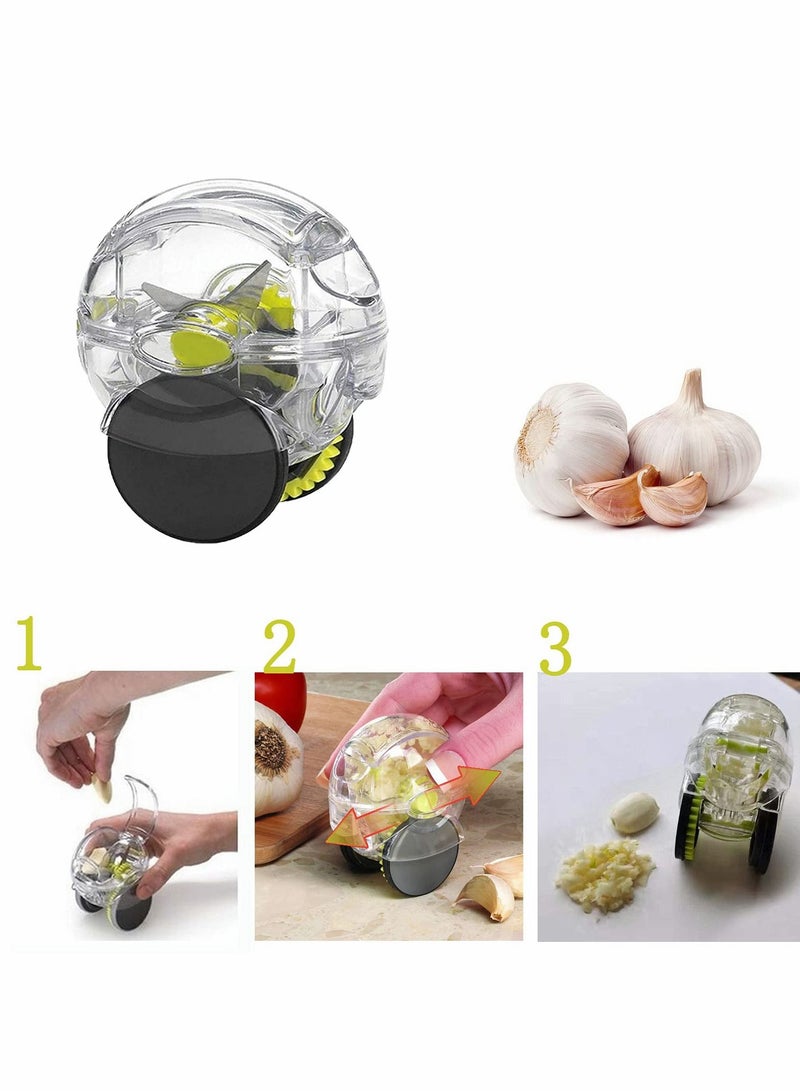 KASTWAVE Best Rolling Garlic Chopper Garlic Press Crusher Mincer Grinder Grater Cutter Garlic Wheel Garlic Slicer Easy to Use and Clean Squeeze Tool kitchen Gadget Clear green - Image 1