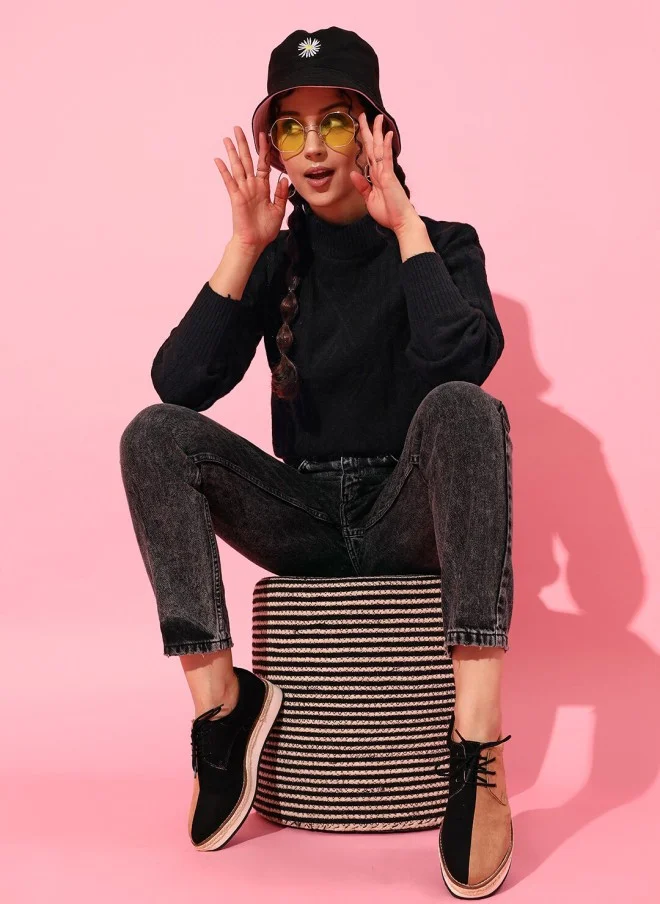 STREET 9 Black Cable Knit Sweater for Women