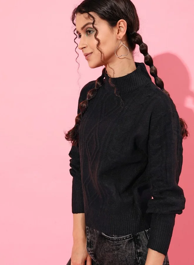 STREET 9 Black Cable Knit Sweater for Women