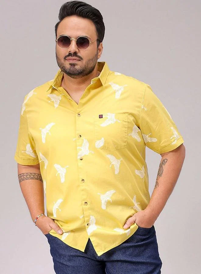 Take Two Plus Men Yellow Regular Fit Casual Shirt By HardSoda