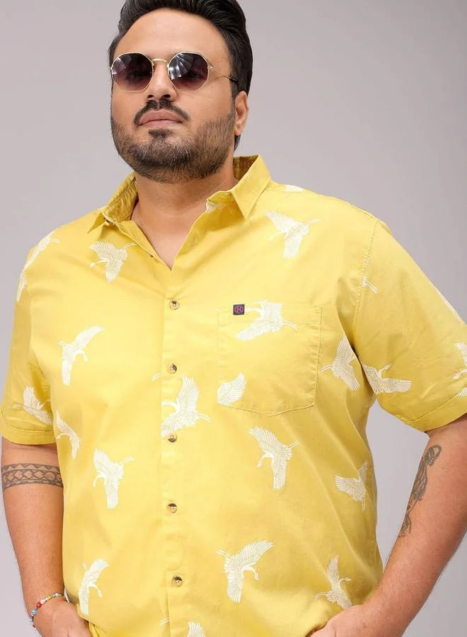 Take Two Plus Men Yellow Regular Fit Casual Shirt By HardSoda