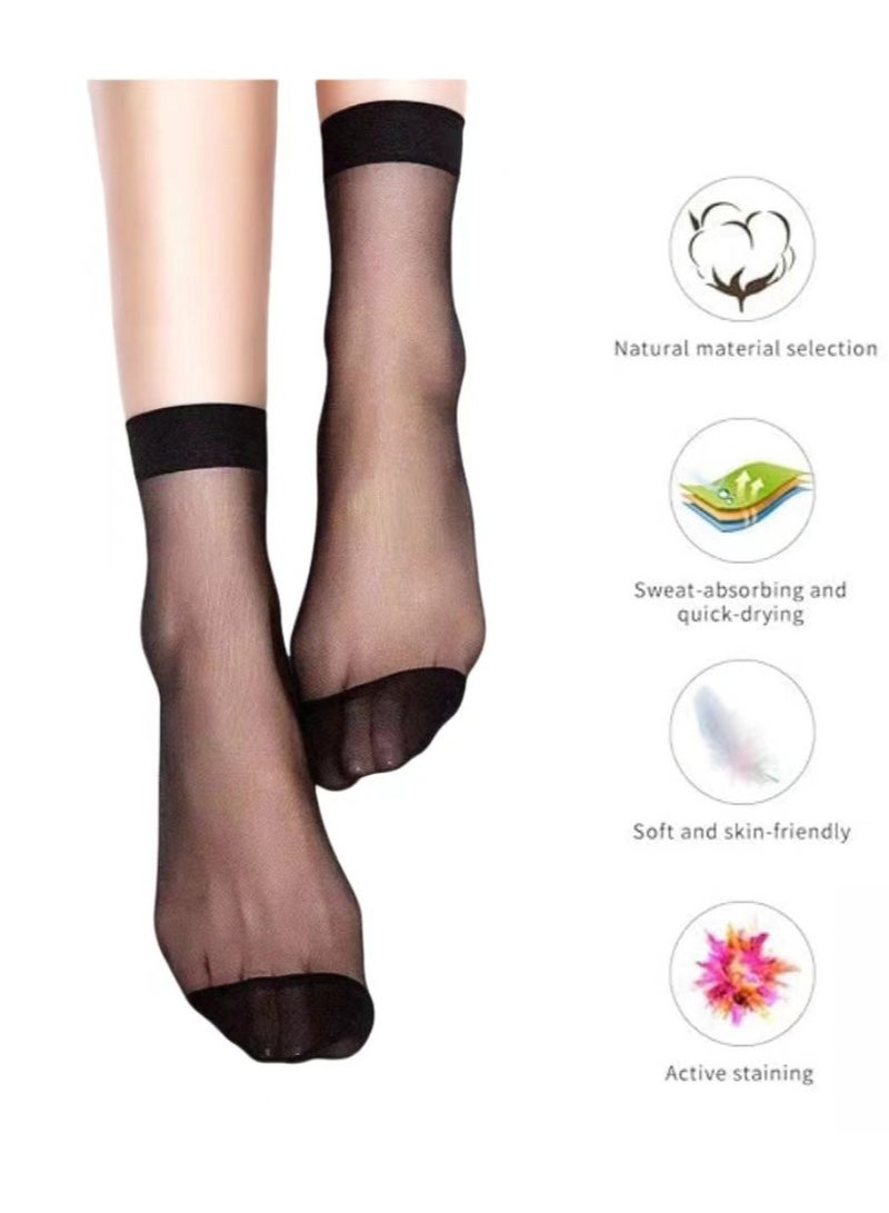 LANG SHA 12 Pairs Sheer Ankle Socks Thin Nylon Transparent Ankle High Hosiery Socks Short Dress Stockings for Women Girls(Multi Color) - Image 3