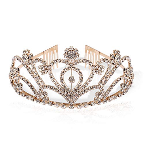 Exacoo Pack of 2 Rhinestone Tiara Crown Exquisite Headband Comb Pin Wedding Christmas Bridal Party Birthday Tiaras - Image 2