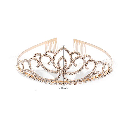 Exacoo Pack of 2 Rhinestone Tiara Crown Exquisite Headband Comb Pin Wedding Christmas Bridal Party Birthday Tiaras - Image 3