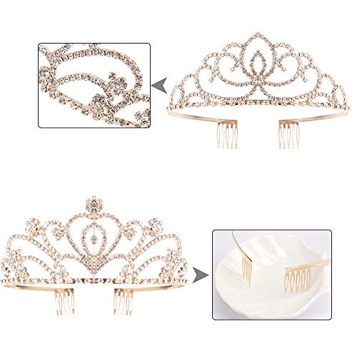 Exacoo Pack of 2 Rhinestone Tiara Crown Exquisite Headband Comb Pin Wedding Christmas Bridal Party Birthday Tiaras - Image 4