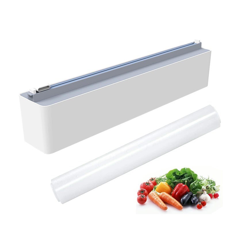 Aluminum Foil  Plastic Wrap Dispenser with Cutter  Refillable BPA Free Cling Film Included