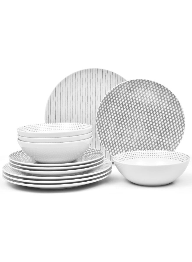 Noritake طقم أدوات المائدة نوريتاكي رمادي هامر 12 قطعة خدمة لـ 4 - Image 1