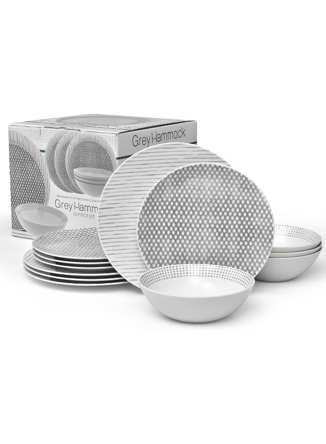 Noritake طقم أدوات المائدة نوريتاكي رمادي هامر 12 قطعة خدمة لـ 4 - Image 2